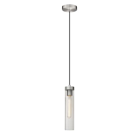 Z-Lite Beau Pendant, 1-Light, 4.75 In.W x 12.75 In.H, Brushed Nickel/Clear 740P-BN